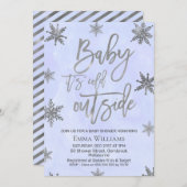 ブルーベビー外は寒いベビーシャワー招待状 招待状 (正面/裏面)