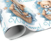 ブルーベビー幼児テディベアギフトラッピング紙 ラッピングペーパー (ロールコーナー)