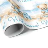 ブルーベビー幼児テディベアギフトラッピング紙 ラッピングペーパー (ロールコーナー)