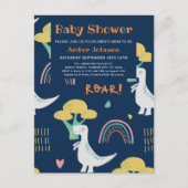 ブルーベビー恐竜レインボーカワイベビーシャワー インビテーションポストカード (正面)