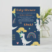 ブルーベビー恐竜レインボーカワイベビーシャワー 招待状 (スタンド正面)