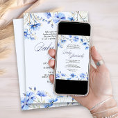 ブルーベビー散水詩フローラベビーシャワー 招待状