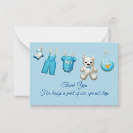 ブルーベビー服サンキューカード ノートカード