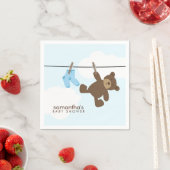 ブルーベビー物干しとテディベア スタンダードカクテルナプキン (インサイチュ)