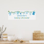 ブルーベビー物干しベビーシャワーバナー ポスター (キッチン)