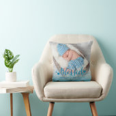 ブルーベビー誕生フォトキープサケ装飾用クッション クッション (椅子)