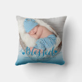 ブルーベビー誕生フォトキープサケ装飾用クッション クッション (裏面)