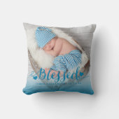 ブルーベビー誕生フォトキープサケ装飾用クッション クッション (正面)