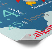 ブルーベビー誕生統計サインとレッド宇宙ロケット ポスター (角)