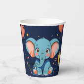 ブルーベビー象パーティーベビーシャワー 紙コップ (裏面)