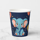 ブルーベビー象パーティーベビーシャワー 紙コップ (正面)