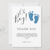 ブルーベビー足ベビーシャワーありがとう サンキューカード (正面)