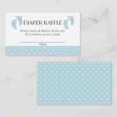 ブルーベビー足ベビーシャワーおむつラッフルチケット エンクロージャーカード (正面/裏面)