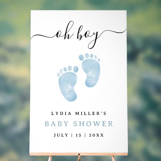 ブルーベビー足ベビーシャワーウェルカムサイン男の赤ちゃん アクリルサイン (ニュートラル)