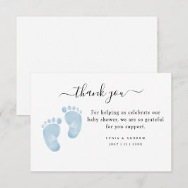 ブルーベビー足ベビーシャワーウェルカム男の赤ちゃん サンキューカード