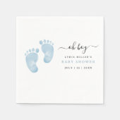 ブルーベビー足ベビーシャワーウェルカム男の赤ちゃん スタンダードカクテルナプキン (正面)