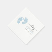 ブルーベビー足ベビーシャワーウェルカム男の赤ちゃん スタンダードカクテルナプキン (角)