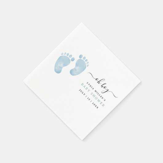 ブルーベビー足ベビーシャワーウェルカム男の赤ちゃん スタンダードカクテルナプキン (角)