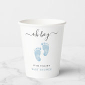 ブルーベビー足ベビーシャワーウェルカム男の赤ちゃん 紙コップ (正面)