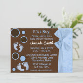 ブルーベビー足ボーイベビーシャワー招待状 招待状 (スタンド正面)