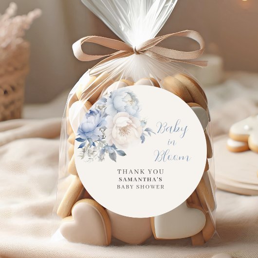 ブルーベビー開花フローラボーイベビーシャワー ラウンドシール