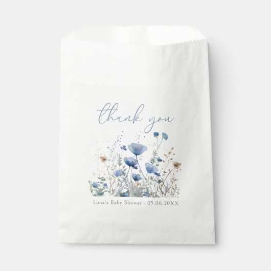 ブルーベビー開花フローラワイルドフラワーベビーシャワー フェイバーバッグ (正面)