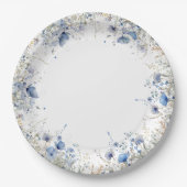 ブルーベビー開花フローラワイルドフラワーベビーシャワー ペーパープレート (正面)