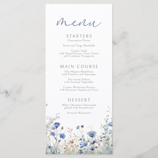 ブルーベビー開花フローラワイルドフラワーベビーシャワー メニュー (正面)