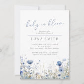 ブルーベビー開花フローラワイルドフラワーベビーシャワー 招待状 (正面)