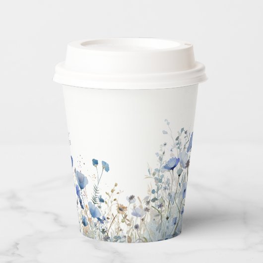 ブルーベビー開花フローラワイルドフラワーベビーシャワー 紙コップ (正面)