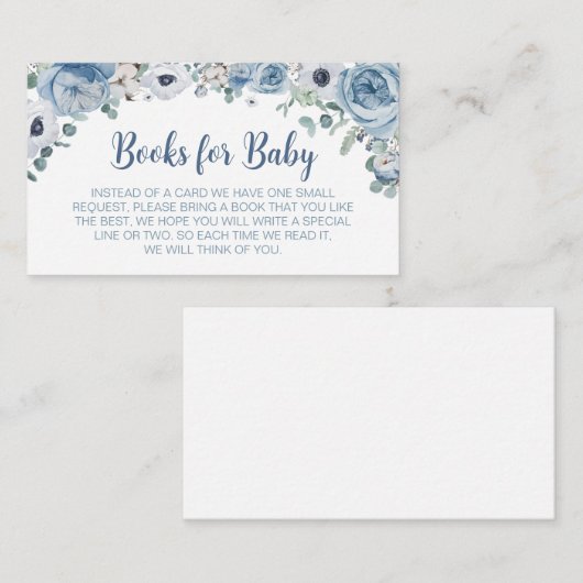 ブルーベビー開花ベビーシャワーブックベビー エンクロージャーカード (正面/裏面)