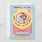 ブルーベビー1st誕生日パーティー 招待状 (正面)