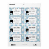 ブルーベビー-Qベビーシャワーのお気に入り、またはウォーターボトルbbq ラベル (フルシート)