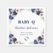 ブルーベビーQフローラバラパステルBBQベビーシャワー スタンダードカクテルナプキン (正面)