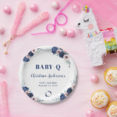 ブルーベビーQフローラバラパステルBBQベビーシャワー ペーパープレート (パーティー)