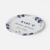 ブルーベビーQフローラバラパステルBBQベビーシャワー ペーパープレート (アングル)