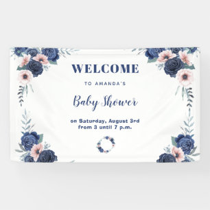 ブルーベビーQフローラバラパステルBBQベビーシャワー 横断幕