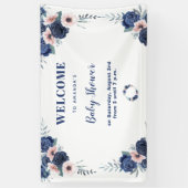 ブルーベビーQフローラバラパステルBBQベビーシャワー 横断幕 (縦)