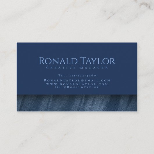 ブルーベモダンルベットのテクスチャ名刺 名刺 (裏面)