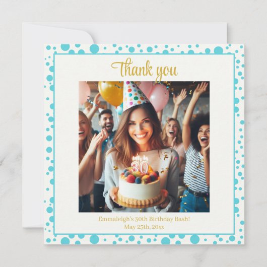 ブルーベリエレガントーブランチ30th誕生日お祝い サンキューカード (正面)