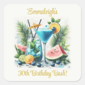 ブルーベリエレガントーブランチ30th誕生日お祝い スクエアシール (正面)