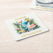 ブルーベリエレガントーブランチ30th誕生日お祝い スクエアペーパーコースター (アングル)