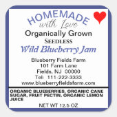 ブルーベリオーガニックージムジャムホームメイドキャニング スクエアシール (正面)