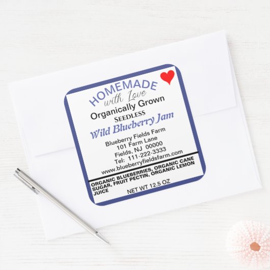 ブルーベリオーガニックージムジャムホームメイドキャニング スクエアシール (封筒)