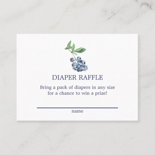 ブルーベリーおむつラッフルエンクロージャカードシャワー 名刺 (正面)