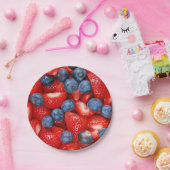 ブルーベリーおよびいちご ペーパープレート (パーティー)