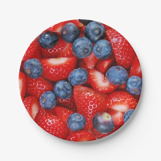 ブルーベリーおよびいちご ペーパープレート (正面)