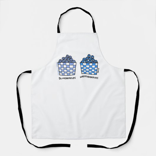 ブルーベリーかわいいハッピーリおもしろいー エプロン (正面)