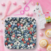 ブルーベリーとイチゴのフローラ ペーパープレート (パーティー)