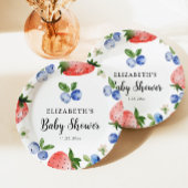 ブルーベリーとイチゴの赤ちゃんシャワー ペーパープレート